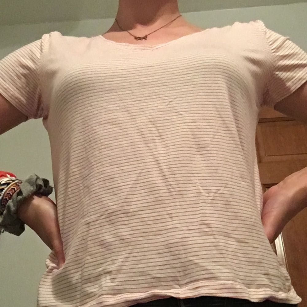 H&M red and white striped shirt.